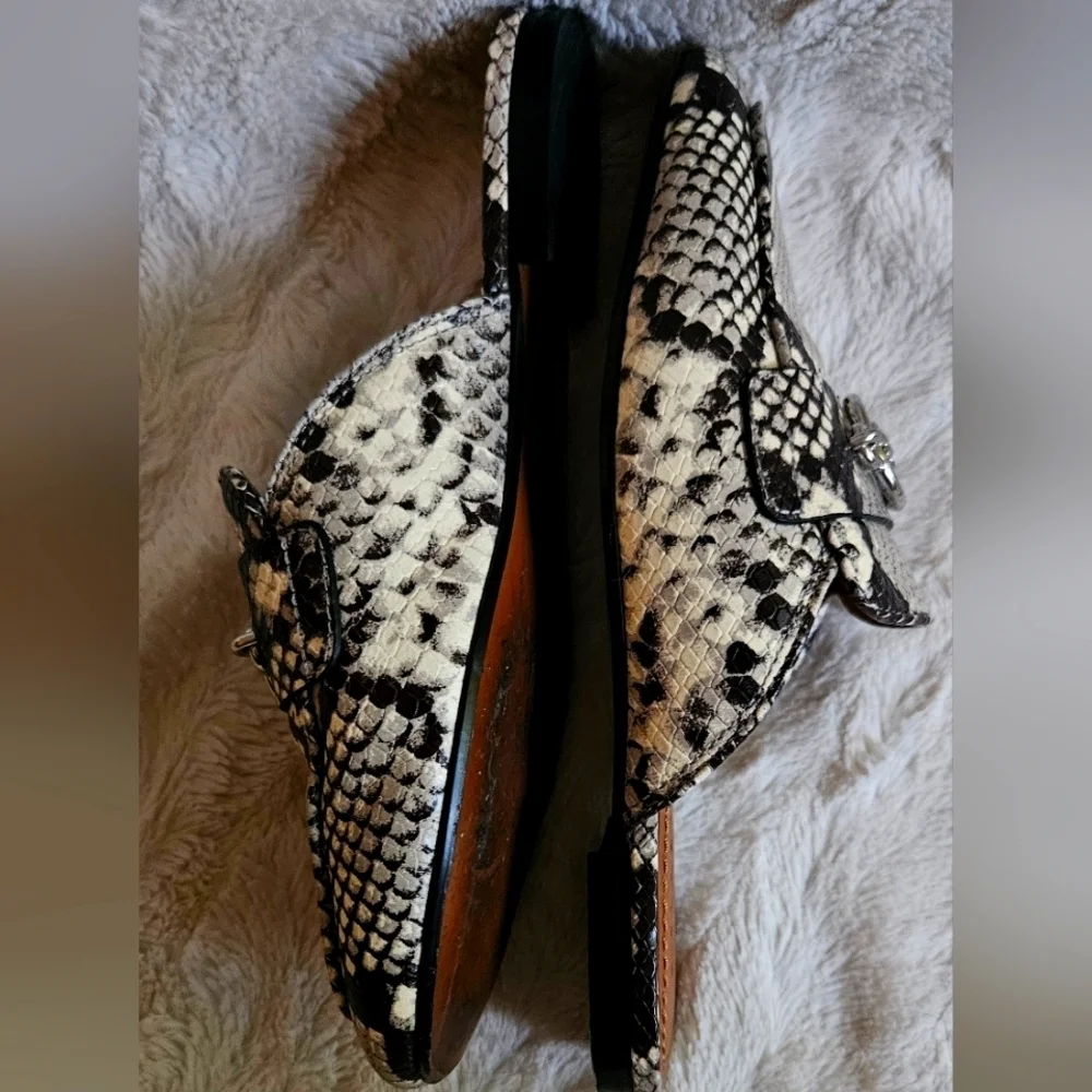 Coach Scotty Slide Mule Snake Print Silver Logo Women's Size 6 Shoes
